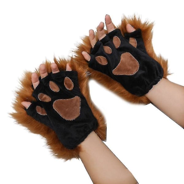 1 par lurviga tasshandskar Cat Girls Cosplay Accessoarer Plysch Wolf Claws B