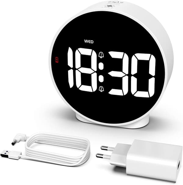LED Digital Alarm Clock, Morning Alarm Clock with Week Display, 3