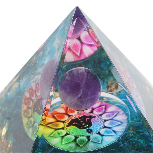 Positiv energi krystalpyramide, epoxykrystal, healing, krystalpyramider til meditation, heldig dekoration