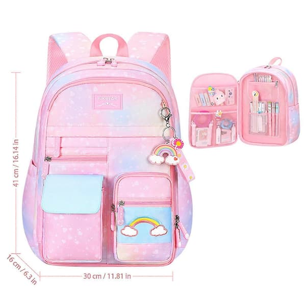 Regnbågsryggsäck Bokväskor Kolliderande Element Pink S