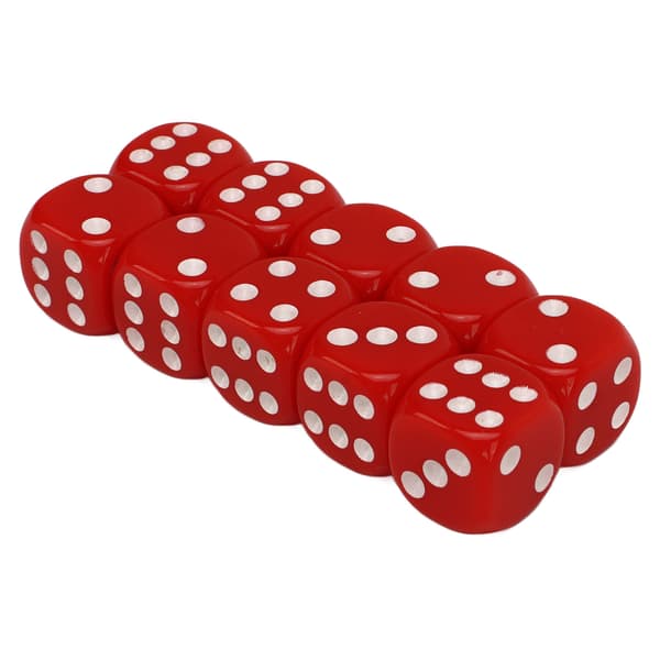30 Pcs Dice Set 6-Sided Round Corner White Number Dots Plastic Portable Game Dice for Board Games Math Teaching Red