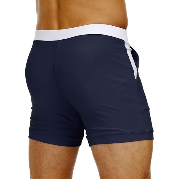 Herre Hurtigtørrende Svømmebukser Strandshorts Board Spa Trunks Stretchy Gym Shorts Briefs med Justerbar Snøring