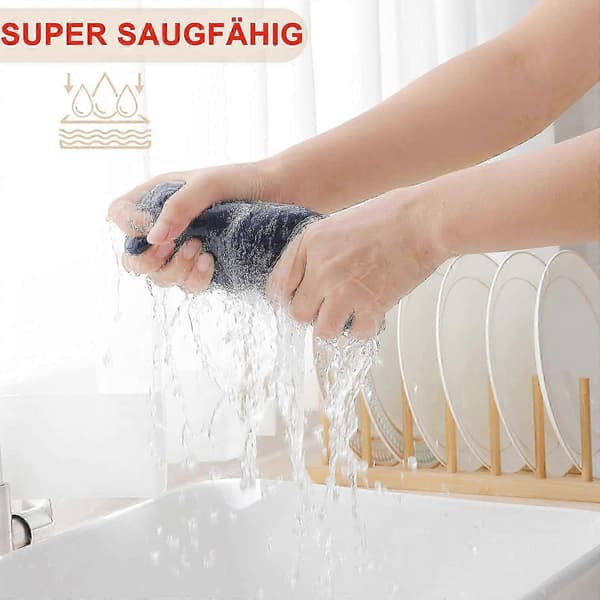 6-pack Premium 100% Bomull Frotté Diskhanddukar, Superabsorberande Disktrasor med Hängögla Dark blue 34*73cm