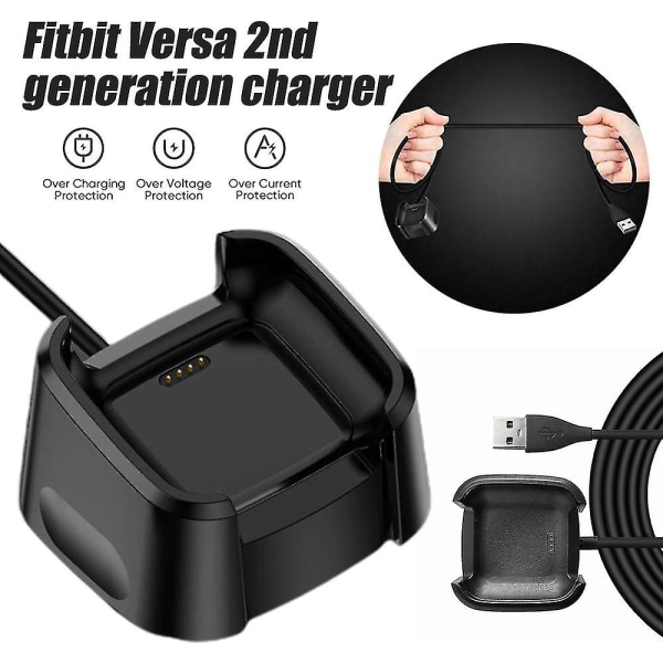 Laddare för Fitbit Versa 2 (ej för Versa/versa Lite), USB laddkabel Dockningsställ för Versa 2 Health & Fitness Smartwatch