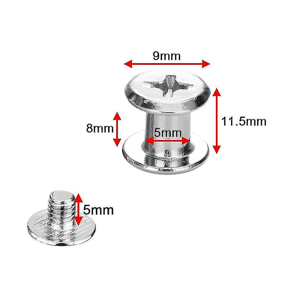 45 set Chicago-skruvar 304 rostfritt stål skruvpost bindningsskruv läderskruv för DIY läderbokbindning väska dekoration (5x8mm)
