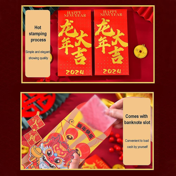 2024 kevätjuhla Red Envelopes The Year Of Dragon Luck Money Envelopes A