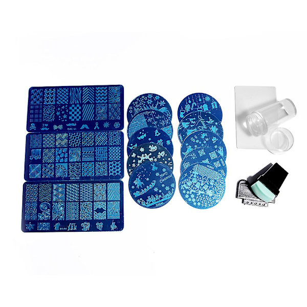 Nagelkonsttryck Schablon Set Transparent Mjuk Silikonstämpel Professionella DIY Manikyrverktyg för