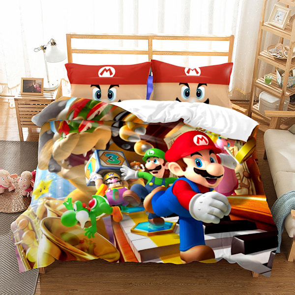 Uusi kolmiosainen sarjakuva Mario digitaalipainettu vuodevaatesetti