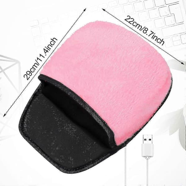 USB-oppvarmet musematte håndvarmer - 3 temperaturer - Kontroller inkludert Pink