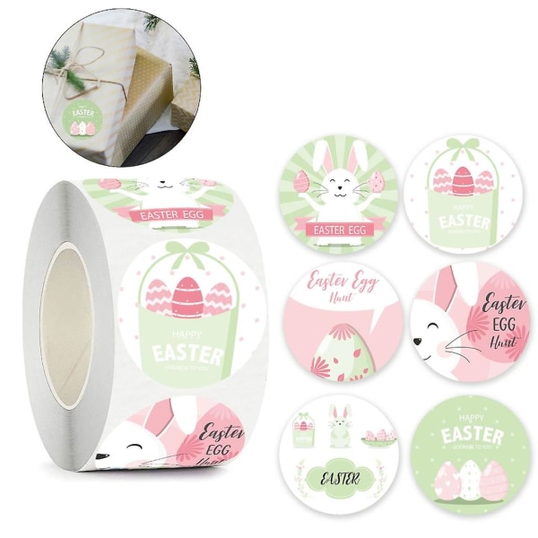 Happy Easter Seal Label Sticker Easter Bunny Peeps- Sticker Roll Cartoon Decal
