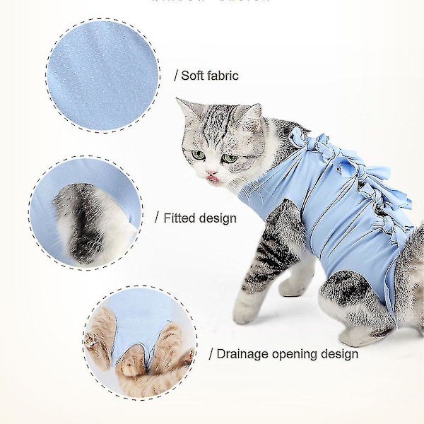 1 stk trykt modell katt kastrering/sterilisering dress katt postoperativ dress avvenningsklær pustende kjæledyrklær S