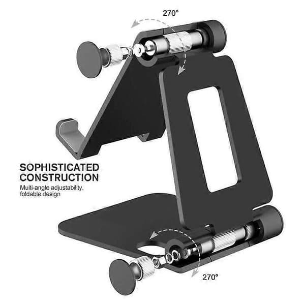 Dobbelt foldbar telefonholder, bordtelefonholder base, sort