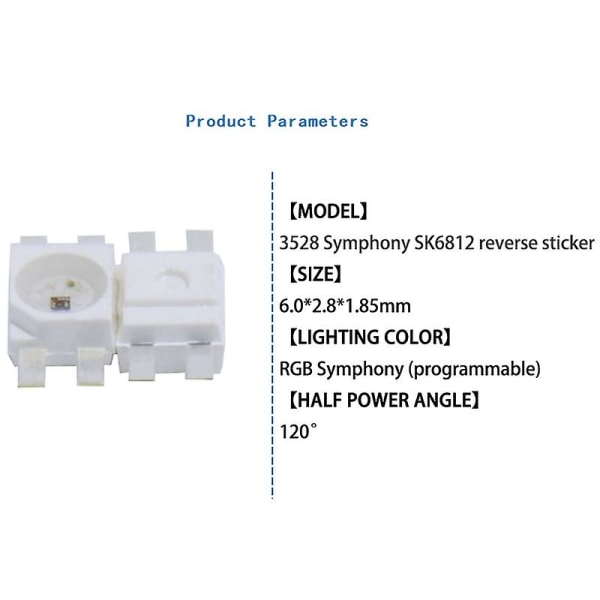 100 st Sk6812 Mini-e Rgb (liknande Ws2812b) Sk6812 3228 Smd Pixels Led Chip Individuellt Adresserbar White