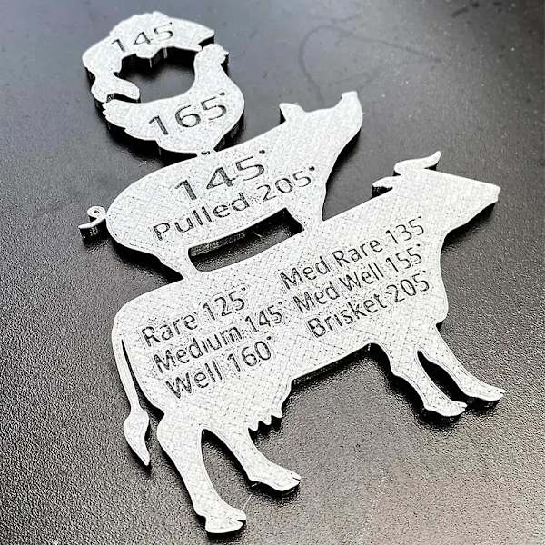 Metallinen lihan lämpötilamagneetti sisäisellä kypsennysajalla, grilli lihan eläinlämpötilakarttamagneetti keittiön jääkaapin koriste 2pcs