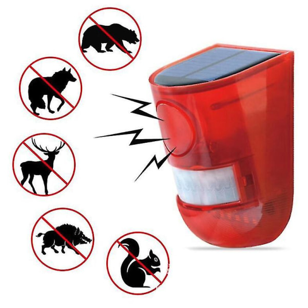 Solar Infrared Sensor Alarm Animal Repellent Motion Sensor Security Light Red