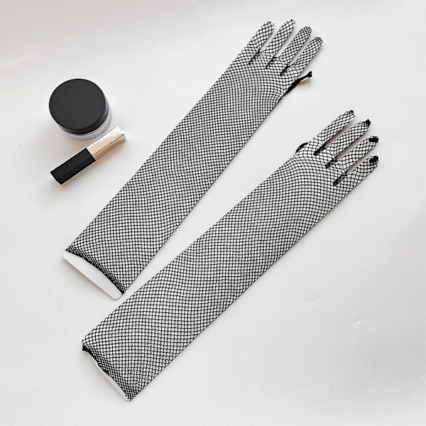Kvinnor ihåliga handskar bröllopsfest brud vantar genomskinlig mesh full fingerhandskar