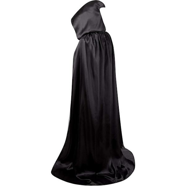 Lang sort kappe med hætte middelalderlig vampyr heks kostume damer halloween kostume karneval jul voksen 90CM