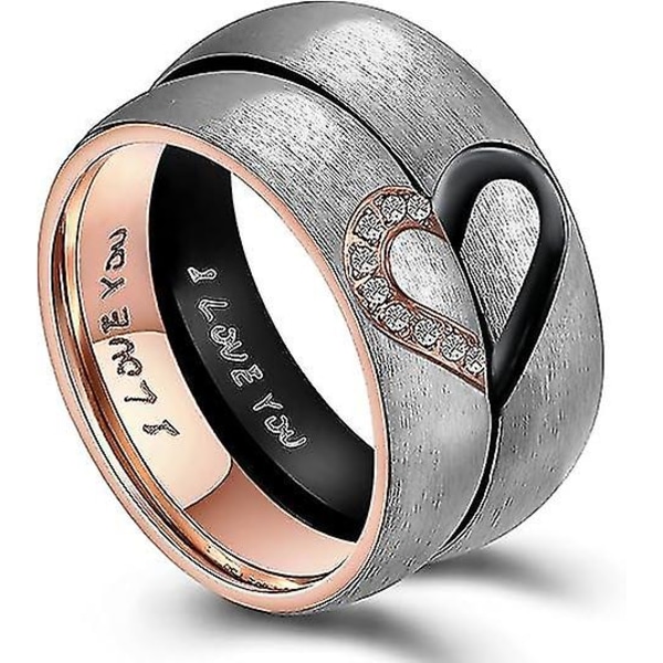Äkta kärlekslöfte ring i rostfritt stål, parring, bröllop, förlovning, toppring Silver 8