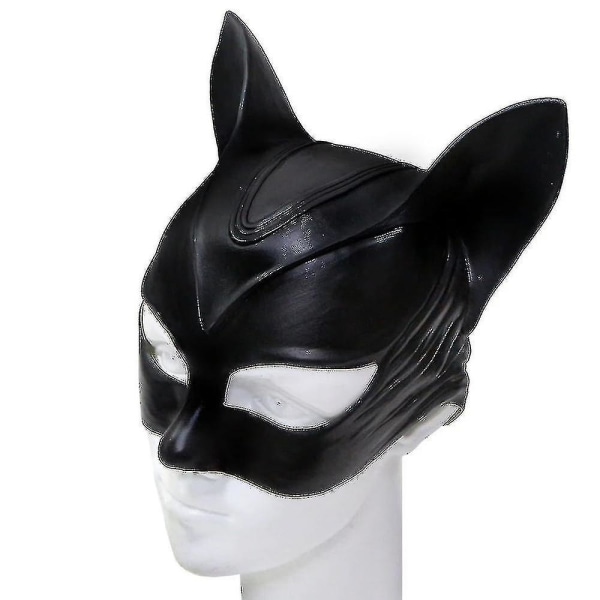 Kvinna Katt Selina Kyle Mask Bruce Wayne Kostym Latex Fancy Vuxen Halloween-i