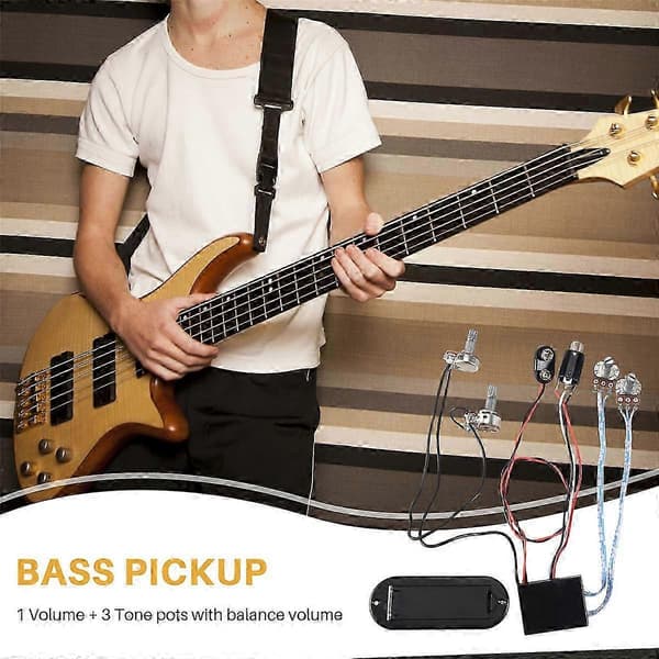 2-bands aktiv basgitarr EQ förförstärkarkrets pickup black