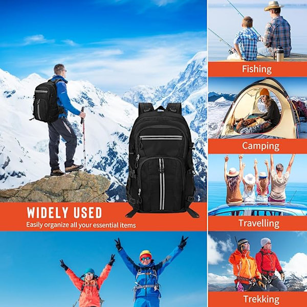Unisex Lätt Reseryggsäckar 50L Ryggsäck Resa Ryggsäck Vandring Trekking Vattentät Ryggsäck Cykel Kvinnor Män för Vandring Camping, Resor