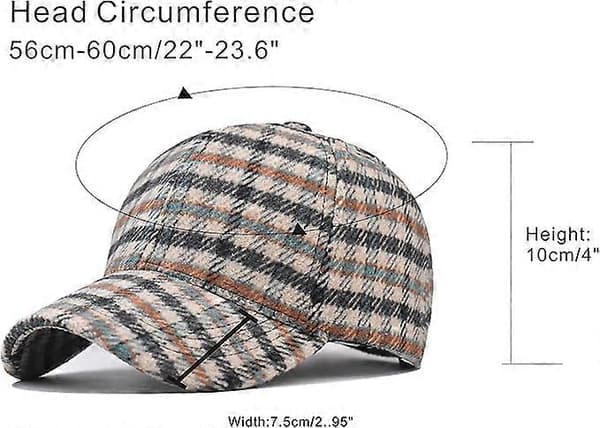 Plaid-Uld-Baseball-Cap Tartan Herre Dame - Flad Justerbar Far-Hatte til Efterår-Vinter