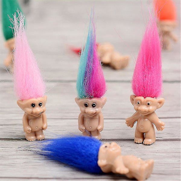 10 kpl/setti Mini Troll Nukkeja, Pvc Vintage Trolleja Onnen Nukke Mini Toimintahahmot Kakunkoristeet Kromaattinen Ihastuttava Söpö Pieni Kaveri Kokoelma, Juhlapuolue