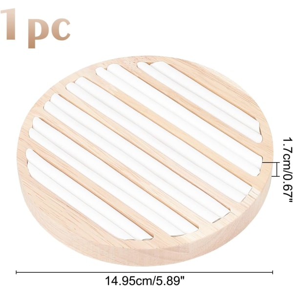 Træ Smykke Display Bakke, 6 Slots Ring Ørering Display Opbevaring Holder Hvid Læder Indsats Organizer Smykke Display Detailhandel, 14.95x1.7cm