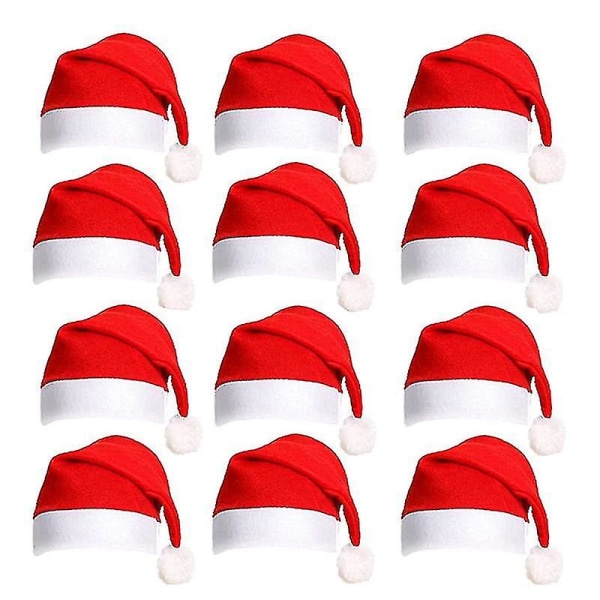 Jouluhattu 12 pakkauksen pehmoiset joulupukin hatut jouluasuihin.