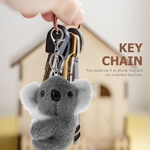 Gosedjur Koala Nyckelringar Plyschdjur Nyckelring Hänge Mini Fluffig Söt Djur Nyckelring Björndryckes Charms Kawaii Nyckelhållare för Väska Bilnyckel Handväska