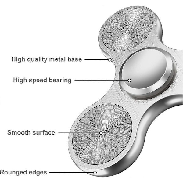 Fidget Spinner-legetøj i rustfrit stål - højpræcision til stresslindring Silver 2