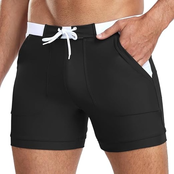 Herrebadebukser Hurtigtørrende Badebukser Briefs Sportsbadetøy Boardshorts med Lommer