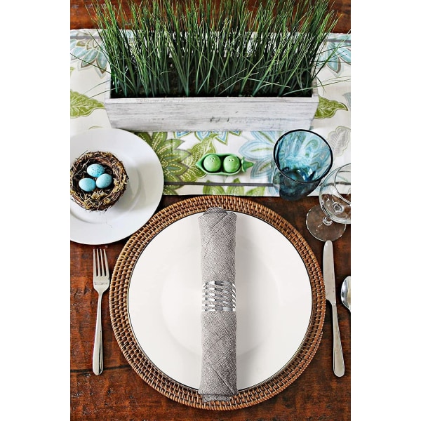 12 hopeisen metallisen lautasliinasormuksen set hääjuhliin banketti-illallisfestivaalipöydän koristeluun