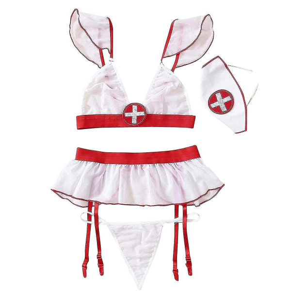 2024 Sexet Nurse Uniform Natklub Fest Cosplay Bryllupsrejse udklædning Pyjamas L