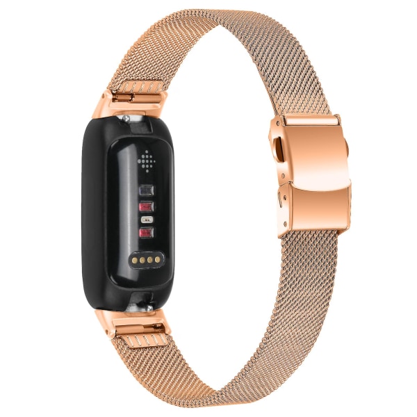 Fitbit Inspire 3 ruostumattomasta teräksestä Milanese Vaihtohihna Säädettävä watch ranneke soljella - Kulta Rose Gold