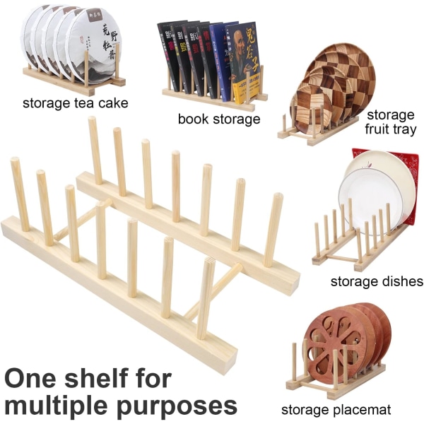 Træ opvaskestativ, tallerkenholder, tallerkenafløb, køkkenopbevaringsafløb, træopbevaringsholder til skåle, kopper, skærebrætter, bøger, gryder