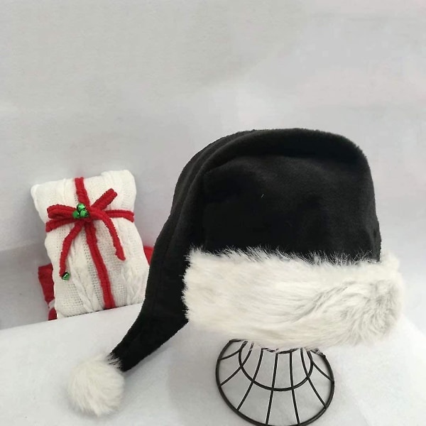Musta joulupukin hattu - mustavalkoinen jouluhattupakkaus 2 kpl