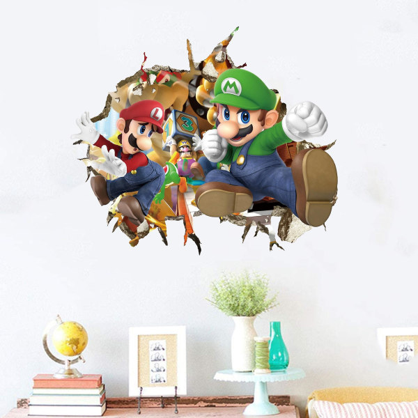 3d tegneserie Super Mario Luigi veggklistremerke tapet for romdekor JBW9553 49*42cm