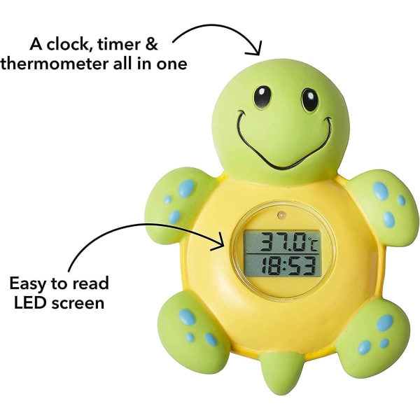 Badetermometer og klokke, skilpadde