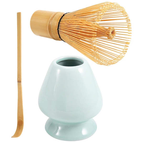 Set Bamboo Matcha Tea Set 100 (chasen), Traditionell Skopa, Hållare as shown