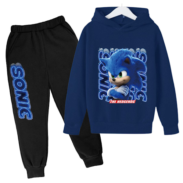 Børne- og Teenager Hoodie Træningsdragt med Sonic The Hedgehog Navy blue 11-12 years old/150cm