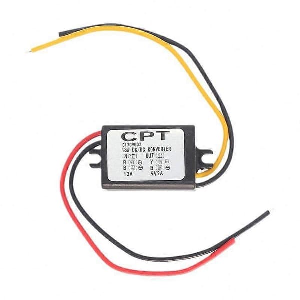 12V til 9V Step-Down DC-DC Konverter Modul, Strømforsyningsspændingsregulator Black