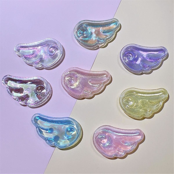 80 st Söt färgglad lysande pärla Angel Wing Collection platt rygg prydnad Smycken rosetter Tillbehör Random Color