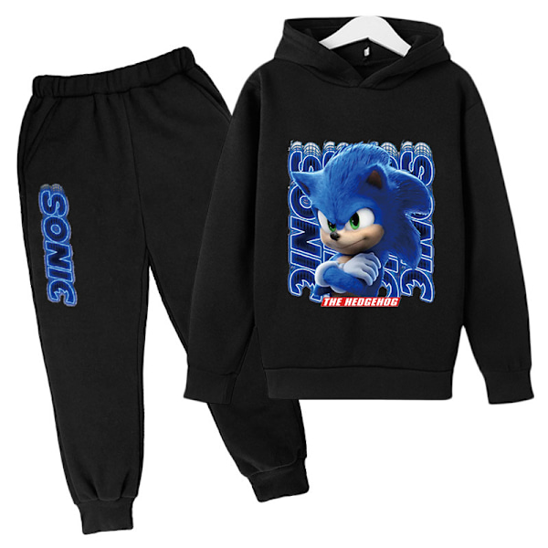 Børne- og Teenager Hoodie Træningsdragt med Sonic The Hedgehog black 7-8 years old/130cm