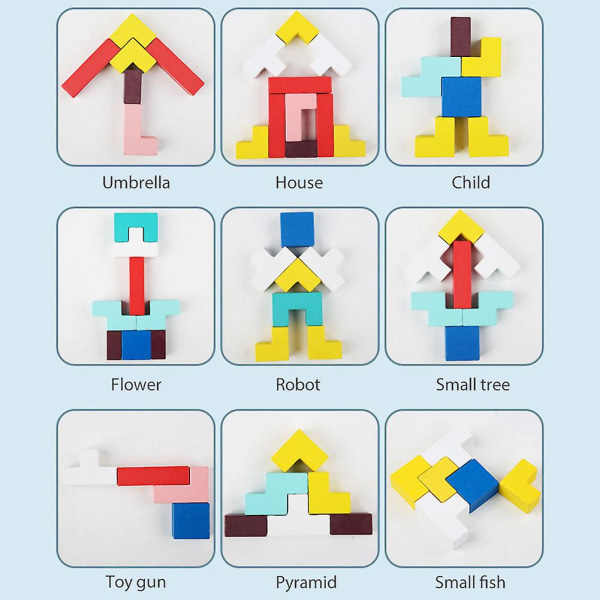 Trekubestablingsspill med flerfarget murstein-hjerne-teaser Tetris-leker