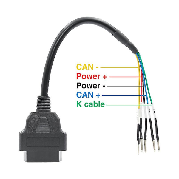 16 Pin Obd2 Hun K Line Jumper Tester Diagnostic Cable Cord Pigtail