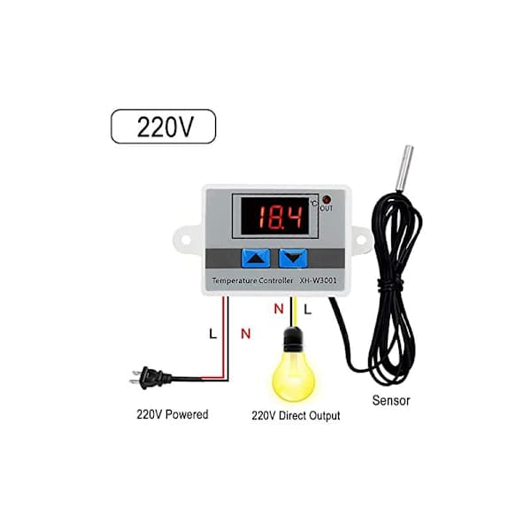220V Digital Termostat Temperaturregulator Kjøling og Oppvarming Kontrollert
