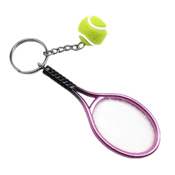 Tennisbold og ketsjer model nøglering sport nyhed håndtaske nøgle hængende kæde til venner kæreste kæreste Purple