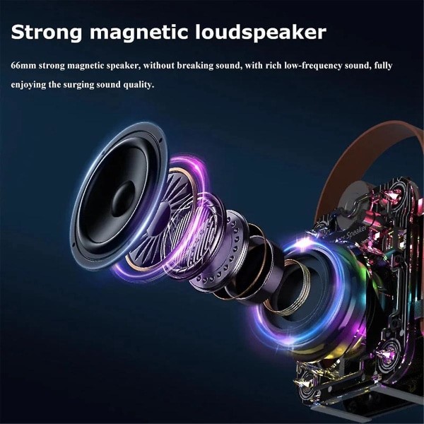 New Mecha Bluetooth Speaker Wireless RGB TWS Stereo Music Player Supports TF Card USB AUX Subwoofer Small Speaker Black