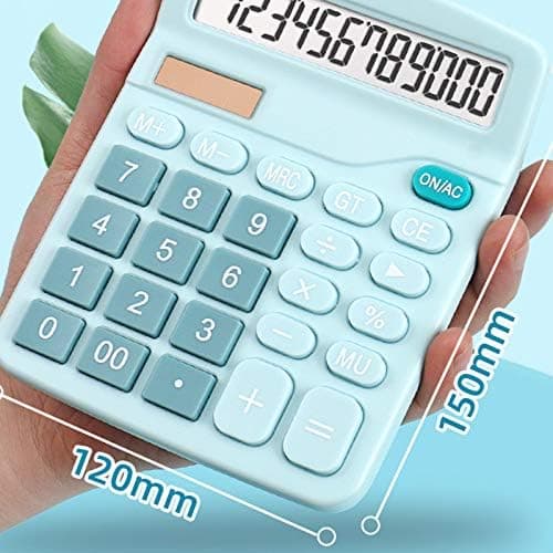 Desktop Solar Calculator - 12-Digit Display - Accounting Tool for Office, Home, School Blue